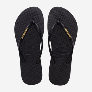 HAVAIANAS 24 Slim Logo Metallic BLACK/GOLD