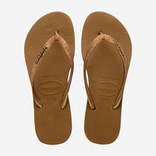 Carica l&#39;immagine nel visualizzatore di Gallery, HAVAIANAS 24 Slim Flatform Sparkle bronze
