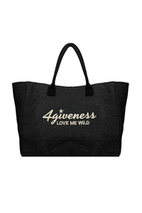 4GIVENESS 24 Borsa promo cartapaglia ricamo NERO