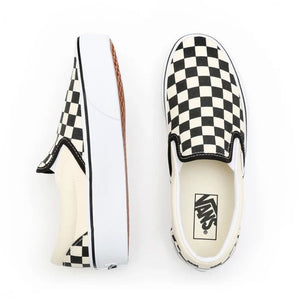 VANS Classic Slip-On P  BLACK & Whtchckerboard WHITE