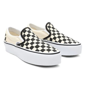 VANS Classic Slip-On P  BLACK & Whtchckerboard WHITE